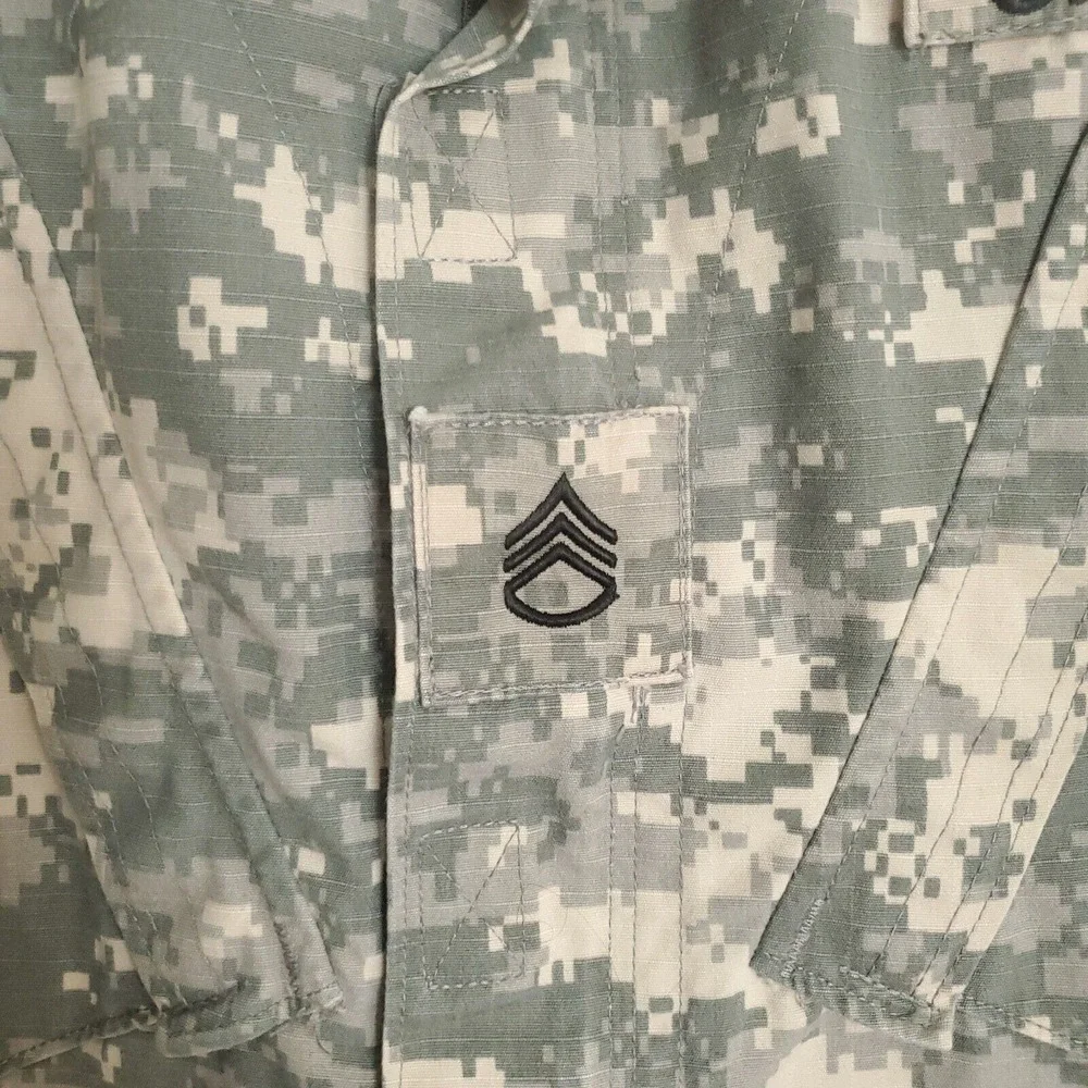 US Army Jacket Mens S Long Digital Camo Coat Combat Jacket Full Zip Size Small